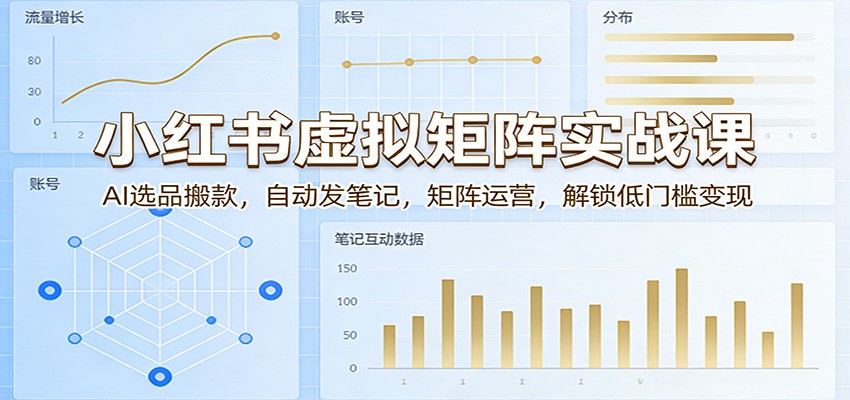 小红书虚拟矩阵实战课：AI选品搬款，自动发笔记，矩阵运营，解锁低门槛变现-云讯网创