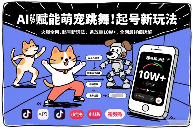 AI赋能萌宠跳舞，火爆全网，起号新玩法，条条播放量10W+，全网最详细拆解-云讯网创