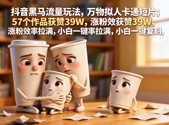 抖音黑马流量玩法，万物拟人卡通短片，57个作品获赞39W，涨粉效率拉满，小白一键复刻，保姆级拆解-云讯网创