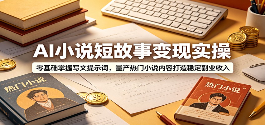 AI小说短故事变现实操：零基础掌握写文提示词，量产热门小说内容打造稳定副业收入-云讯网创