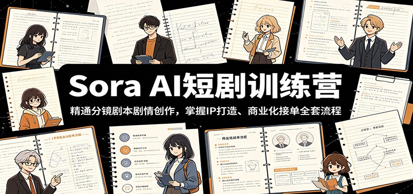 Sora AI短剧训练营:精通分镜剧本剧情创作,掌握IP打造、商业化接单全套流程-云讯网创