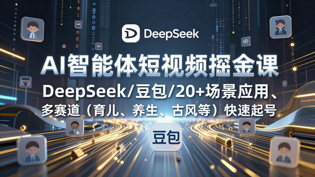 AI智能体短视频掘金课，DeepSeek/豆包/20+场景应用、多赛道(育儿、养生、古风等-云讯网创