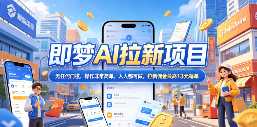 2026年即梦AI拉新项目最新玩法，无任何门槛，操作非常简单，人人都可做，拉新佣金最高13元每单-云讯网创