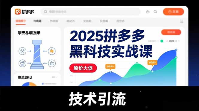 2025拼多多黑科技实战课,擎天柱玩法、爆流SKU、原价大促,技术引流,单店日销轻松破千单-云讯网创