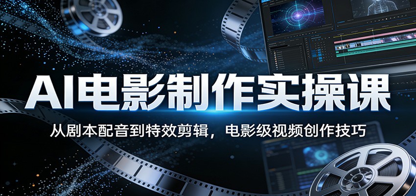 AI电影制作实操课：从剧本配音到特效剪辑，电影级视频创作技巧-云讯网创