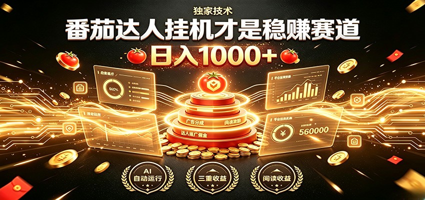 别再瞎找副业！番茄达人挂机才是稳赚赛道 日入1000+-云讯网创