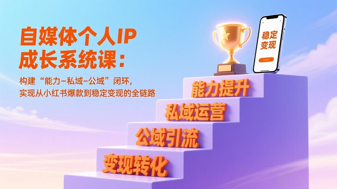 自媒体个人IP成长系统课：构建“能力-私域-公域”闭环，实现从小红书爆款到稳定变现的全链路-云讯网创