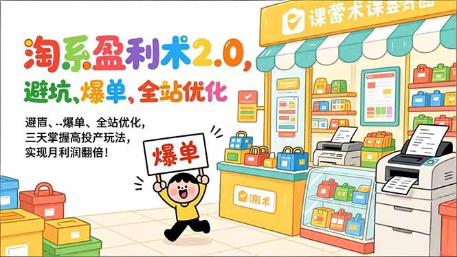 淘系盈利术2.0，避坑、爆单、全站优化，三天掌握高投产玩法，实现月利润翻倍！-云讯网创