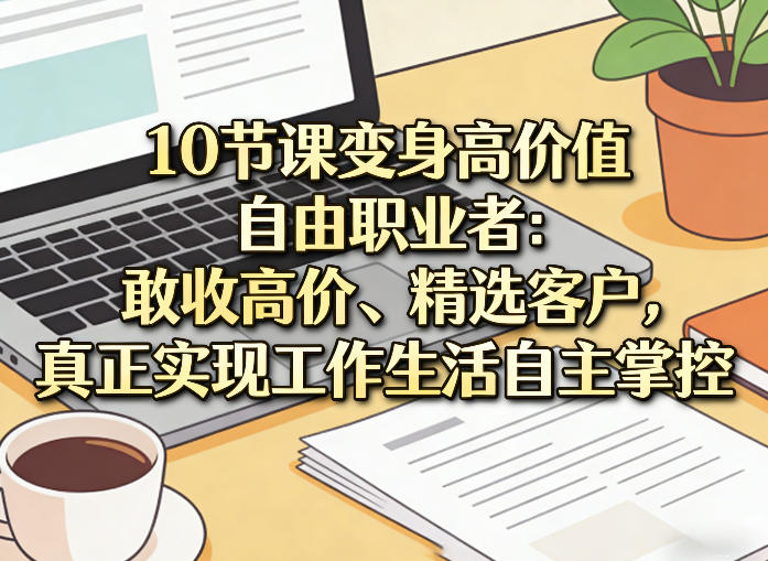 10节课变身高价值自由职业者：敢收高价、精选客户，真正实现工作生活自主掌控-云讯网创