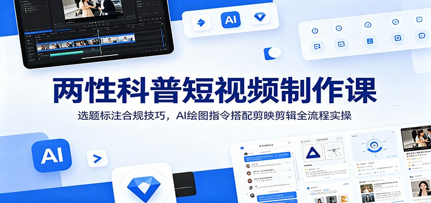 两性科普短视频制作课：选题标注合规技巧，AI绘图指令搭配剪映剪辑全流程实操-云讯网创