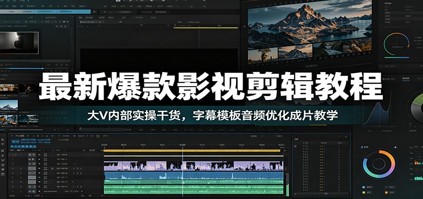 最新爆款影视剪辑教程：大V内部实操干货，字幕模板音频优化成片教学-云讯网创