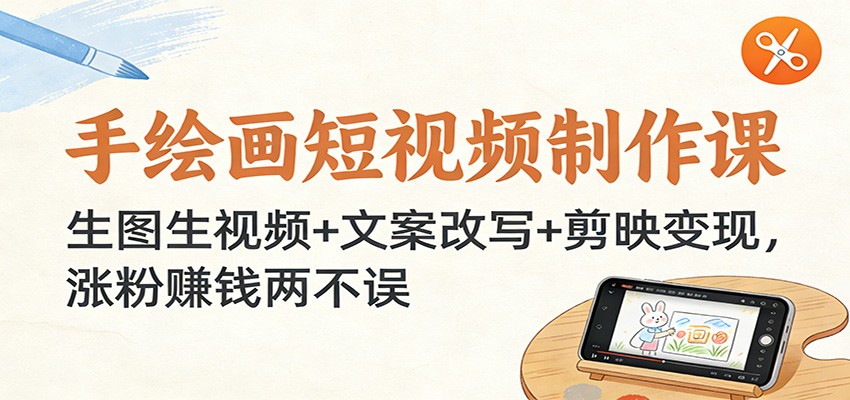 手绘画短视频制作课：生图生视频+文案改写+剪映变现，涨粉赚钱两不误-云讯网创