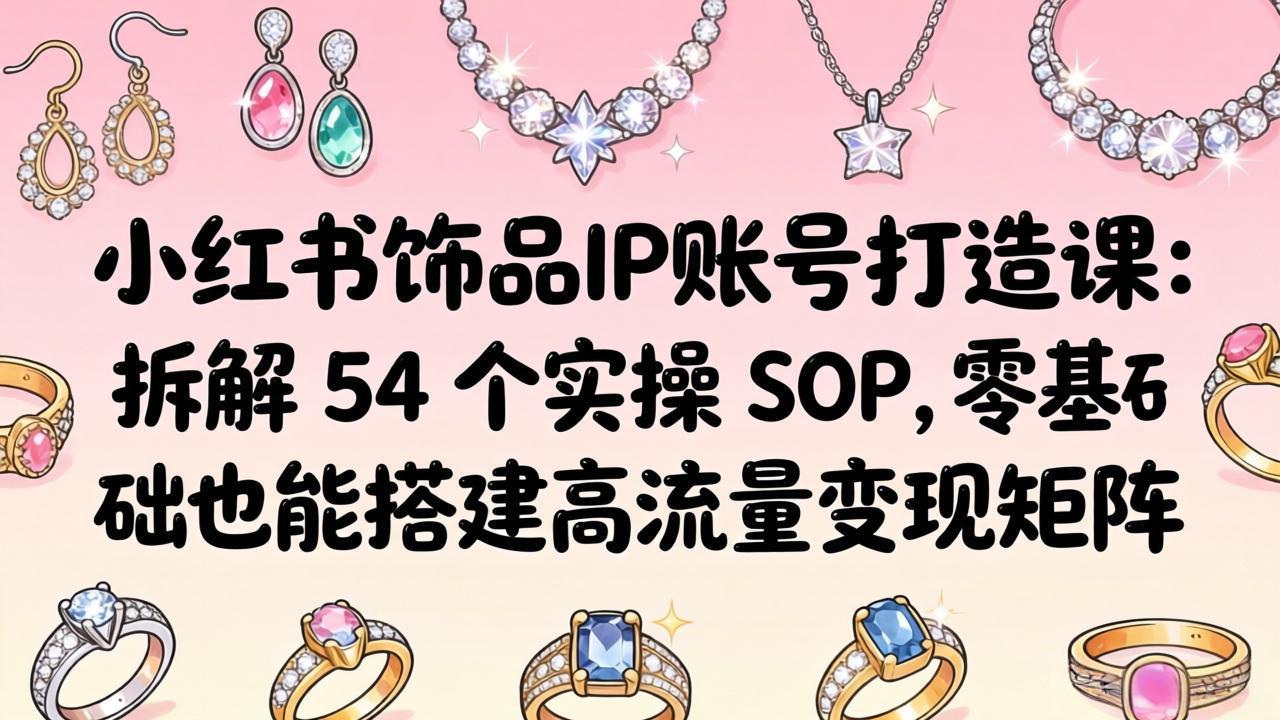 小红书饰品IP账号打造课：拆解 54 个实操 SOP，零基础也能搭建高流量变现矩阵-云讯网创