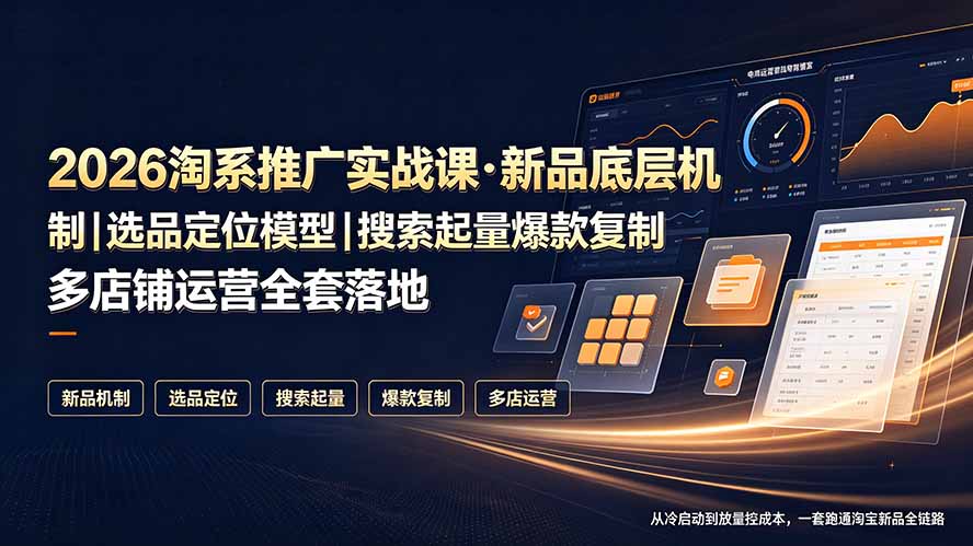 2026淘系推广实战课·新品底层机制｜选品定位模型｜搜索起量爆款复制多店铺运营全套落地教程-云讯网创