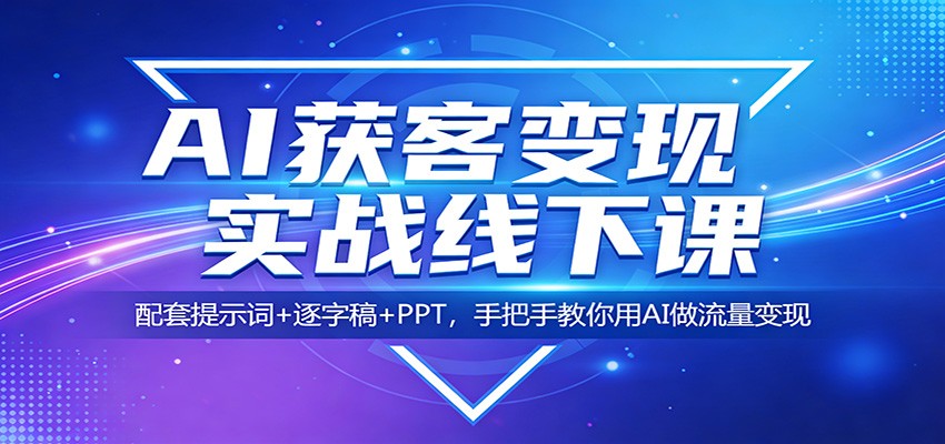 AI获客变现实战线下课：配套提示词+逐字稿+PPT，手把手教你用AI做流量变现-云讯网创