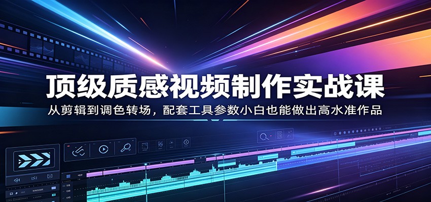 顶级质感视频制作实战课：从剪辑到调色转场，配套工具参数小白也能做出高水准作品-云讯网创