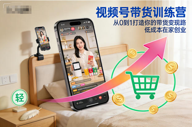 视频号带货训练营，从0到1打造你的带货变现路，低成本在家创业-云讯网创