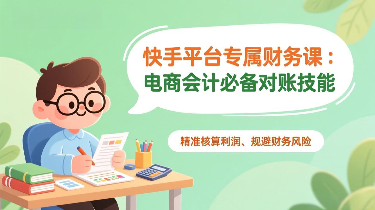 快手平台专属财务课：电商会计必备对账技能，精准核算利润、规避财务风险-云讯网创