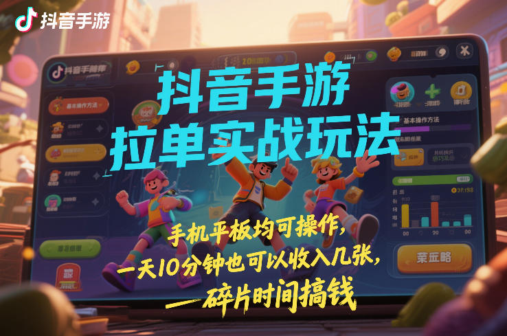 抖音手游拉单实战玩法，手机平板均可操作，一天10分钟也可以收入几张，碎片时间搞钱【揭秘】-云讯网创