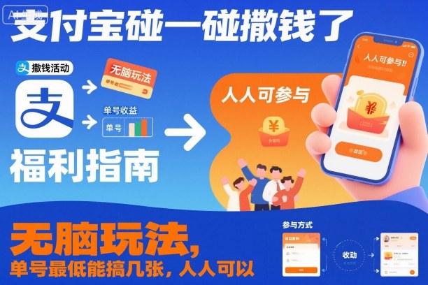 支付宝碰一碰撒钱了,无脑玩法,单号最低能搞几张,人人可以撸【揭秘】-云讯网创