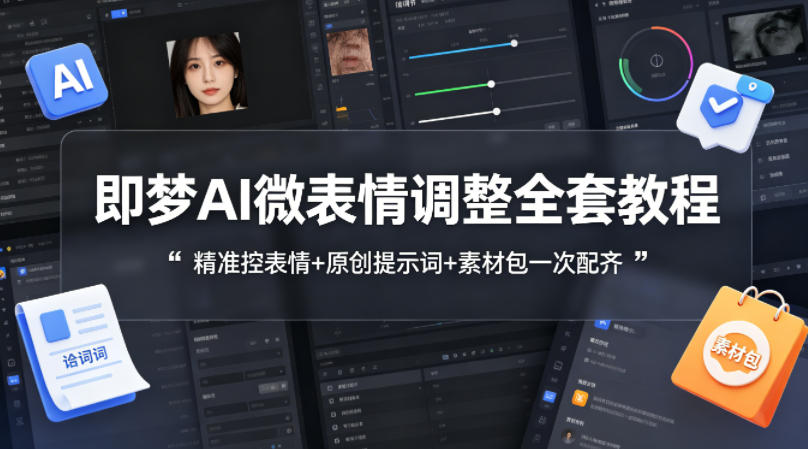 即梦AI微表情调整全套教程，精准控表情+原创提示词+素材包一次配齐-云讯网创