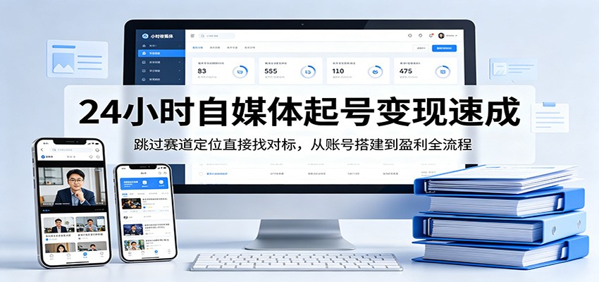 24小时自媒体起号变现速成，跳过赛道定位直接找对标，从账号搭建到盈利全流程-云讯网创