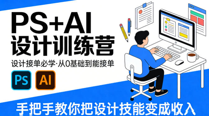 设计接单必学，PS+AI设计训练营，从0基础到能接单，手把手教你把设计技能变成收入-云讯网创