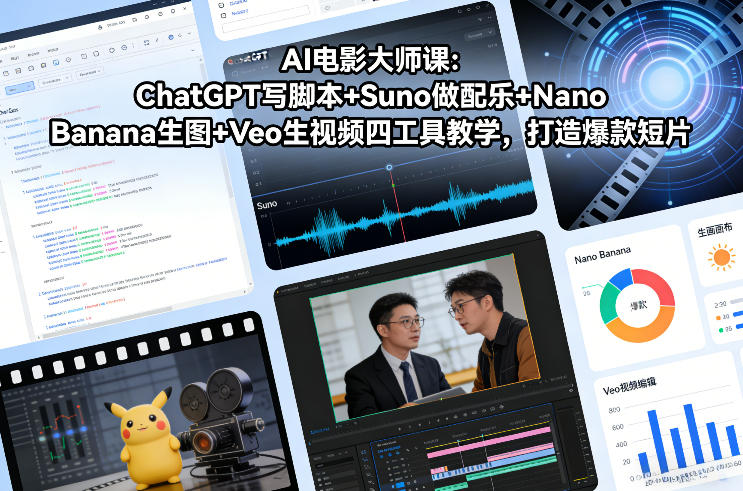 AI电影大师课：ChatGPT写脚本+Suno做配乐+Nano Banana生图+Veo生视频，打造爆款短片-云讯网创