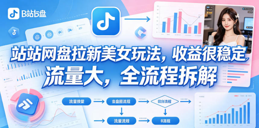 B站网盘拉新美女玩法，收益很稳定，流量大，全流程拆解-云讯网创