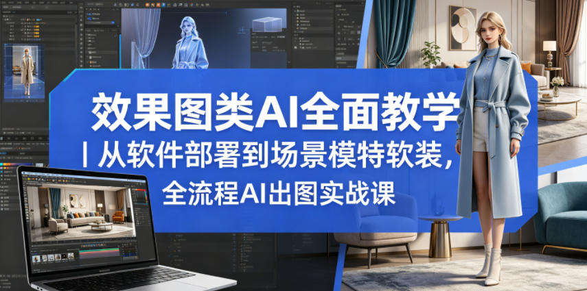 效果图类AI全面教学|从软件部署到场景模特软装,全流程AI出图实战课-云讯网创