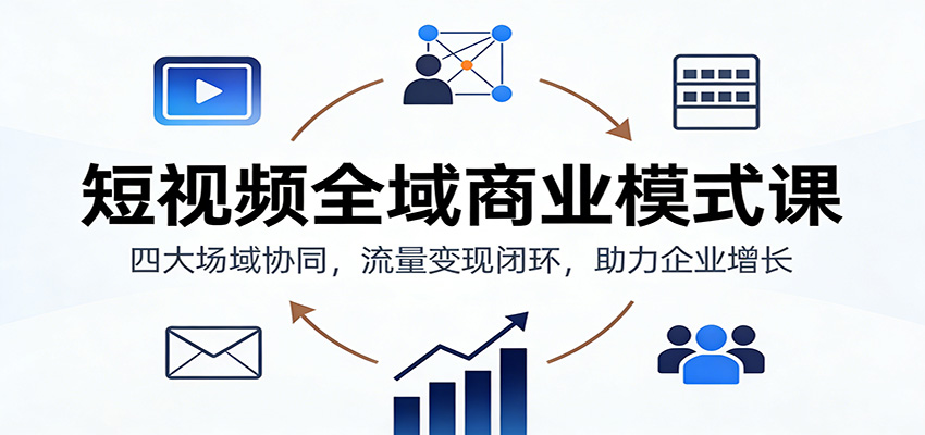 短视频全域商业模式课：四大场域协同，流量变现闭环，助力企业增长-云讯网创