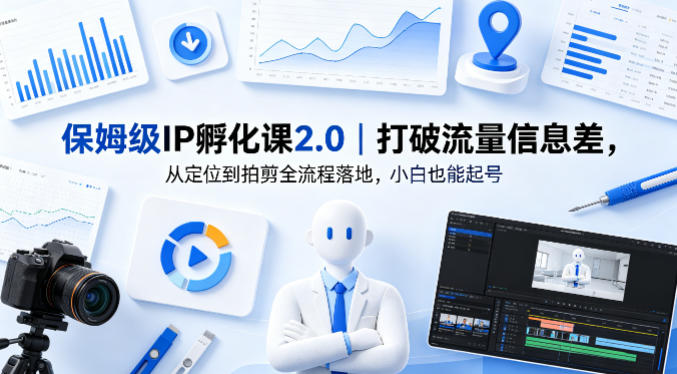 保姆级IP孵化课2.0｜打破流量信息差，从定位到拍剪全流程落地，小白也能起号-云讯网创