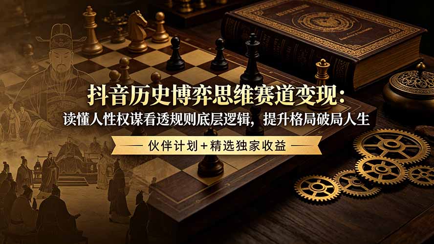 抖音历史博弈思维赛道变现：读懂人性权谋看透规则底层逻辑，提升格局破局人生，伙伴计划+精选独家收益-云讯网创