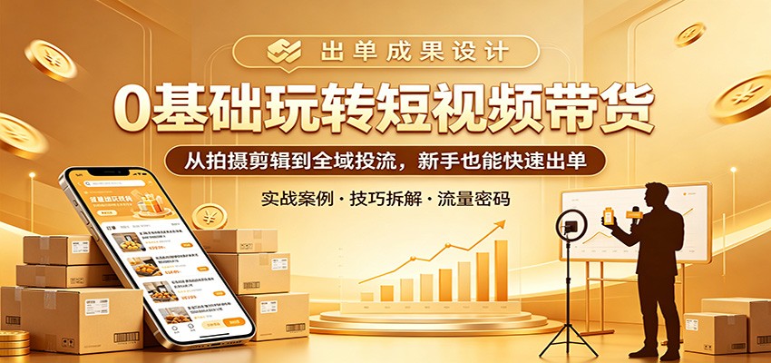 0基础玩转短视频带货：从拍摄剪辑到全域投流，新手也能快速出单-云讯网创