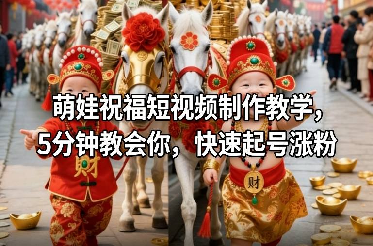 萌娃祝福短视频制作教学，5分钟教会你，快速起号涨粉-云讯网创