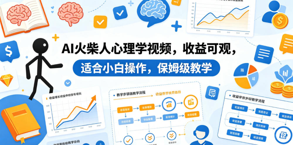 AI火柴人心理学视频，收益可观，适合小白操作，保姆级教学-云讯网创