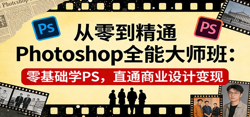 从零到精通Photoshop全能大师班：零基础学PS，直通商业设计变现-云讯网创