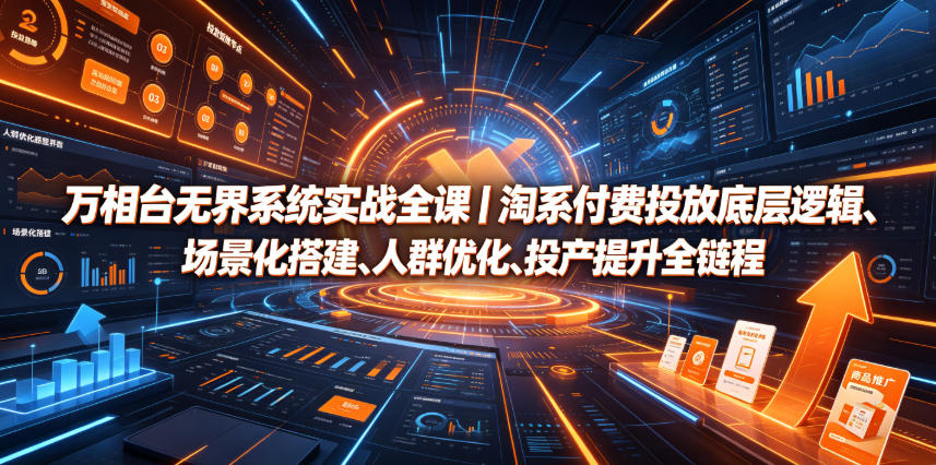 万相台无界系统实战全课|淘系付费投放底层逻辑、场景化搭建、人群优化、投产提升全链路运营教程-云讯网创