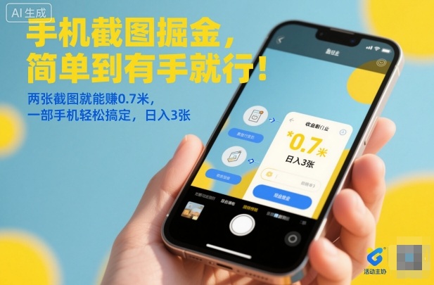 手机截图掘金,简单到有手就行!两张截图就能賺0.7米,一部手机轻松搞定,日入3张【揭秘】-云讯网创