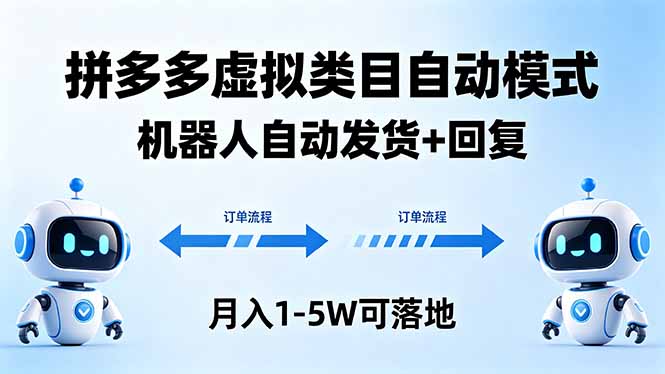 多多虚拟类目自动模式，机器人自动发货 + 回复，月入 1-5W 可落地-云讯网创