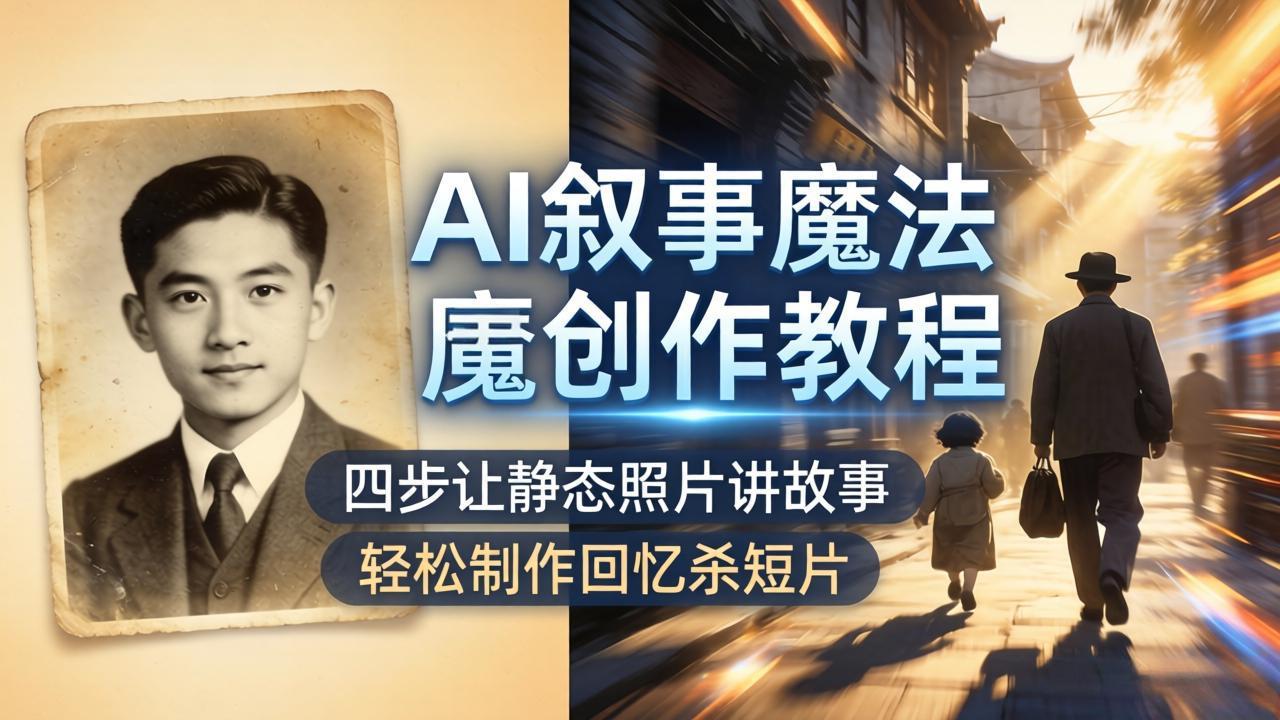 AI叙事魔法创作教程，四步让静态照片讲故事，老照片修复加动态特效，轻松制作回忆杀短片-云讯网创
