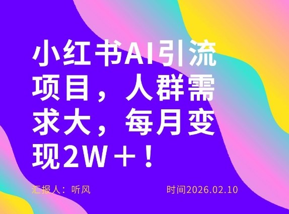 她通过这个AI项目每月做到2W＋的收入，最新小红书AI项目，人群需求大！-云讯网创