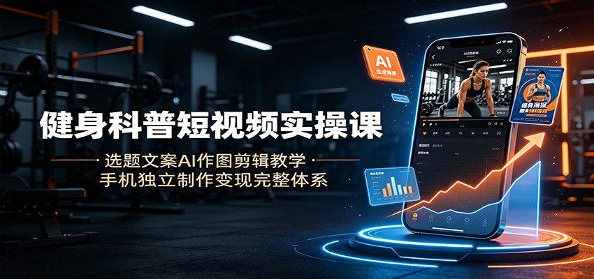 健身科普短视频实操课：选题文案AI作图剪辑教学，手机独立制作变现完整体系-云讯网创