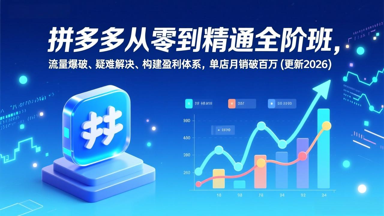 拼多多从零到精通全阶班，流量爆破、疑难解决，构建盈利体系，单店月销破百万(更新2026-云讯网创