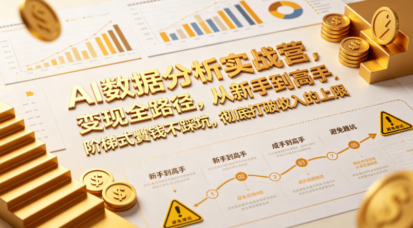 AI数据分析实战营，变现全路径，从新手到高手，阶梯式賺钱不踩坑，彻底打破收入的上限-云讯网创