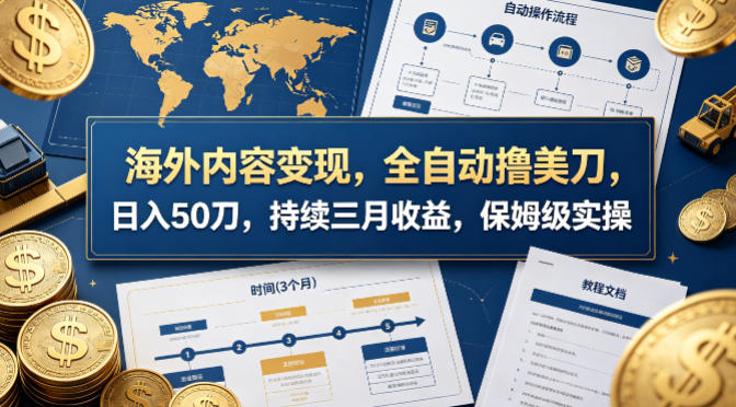 海外内容变现，全自动撸美刀，日入50刀，持续三月收益，保姆级实操【揭秘】-云讯网创
