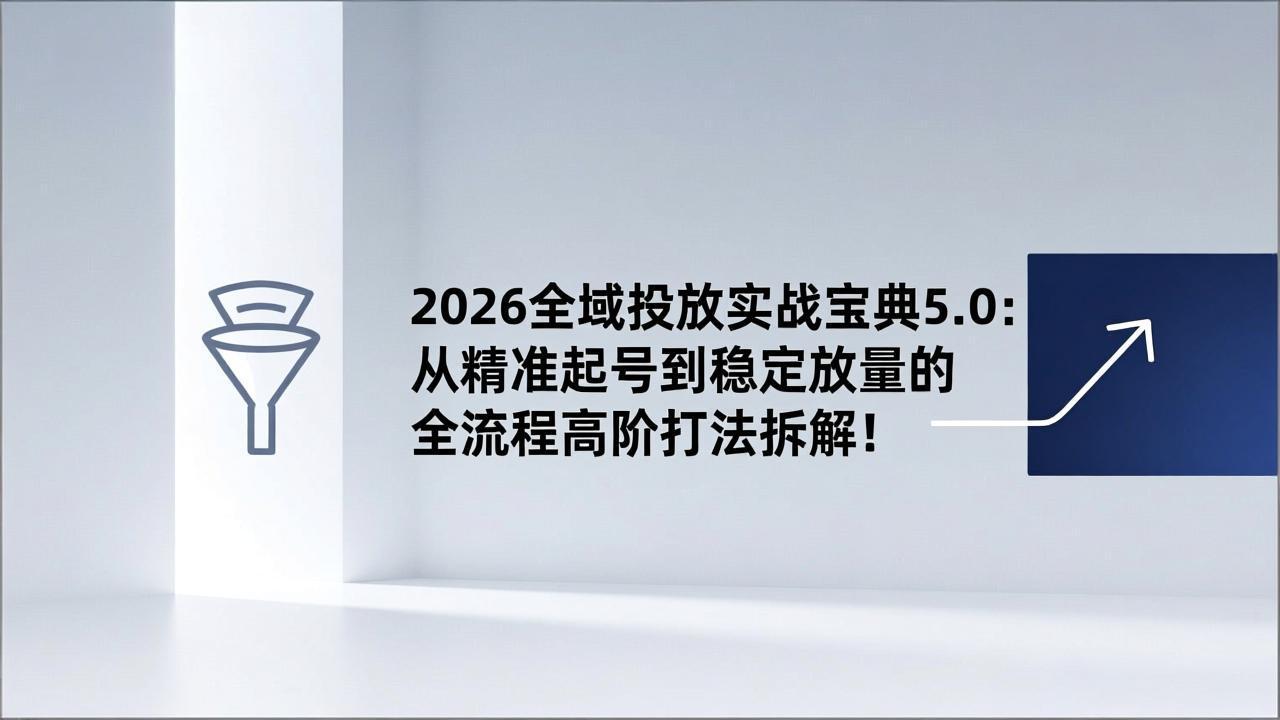 2026全域投放实战宝典5.0：从精准起号到稳定放量的全流程高阶打法拆解！-云讯网创