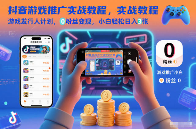抖音游戏推广实战教程,游戏发行人计划,0粉丝变现,小白轻松日入3张-云讯网创