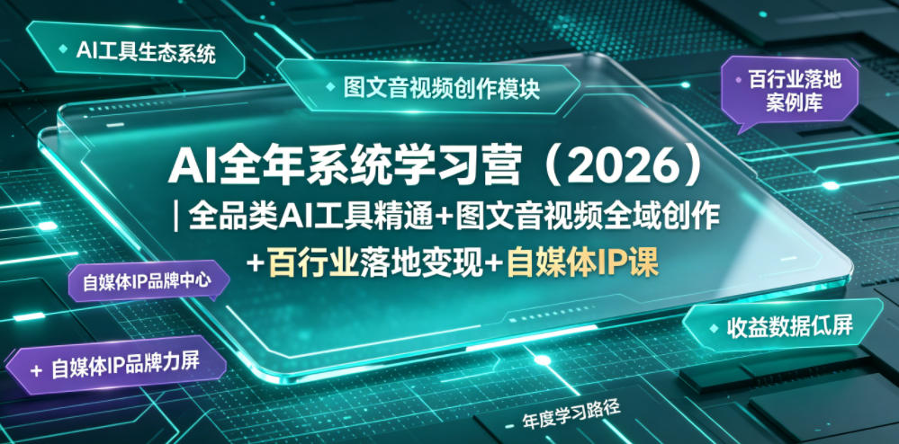 AI全年系统学习营(2026)｜全品类AI工具精通+图文音视频全域创作+百行业落地变现+自媒体IP打造年度进阶大课-云讯网创