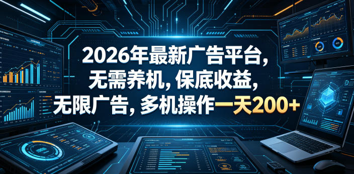 2026年最新广告平台，无需养机，保底收益，无限广告，多机操作一天200+【揭秘】-云讯网创